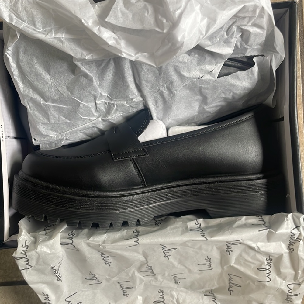 Black Faux Leather Loafers